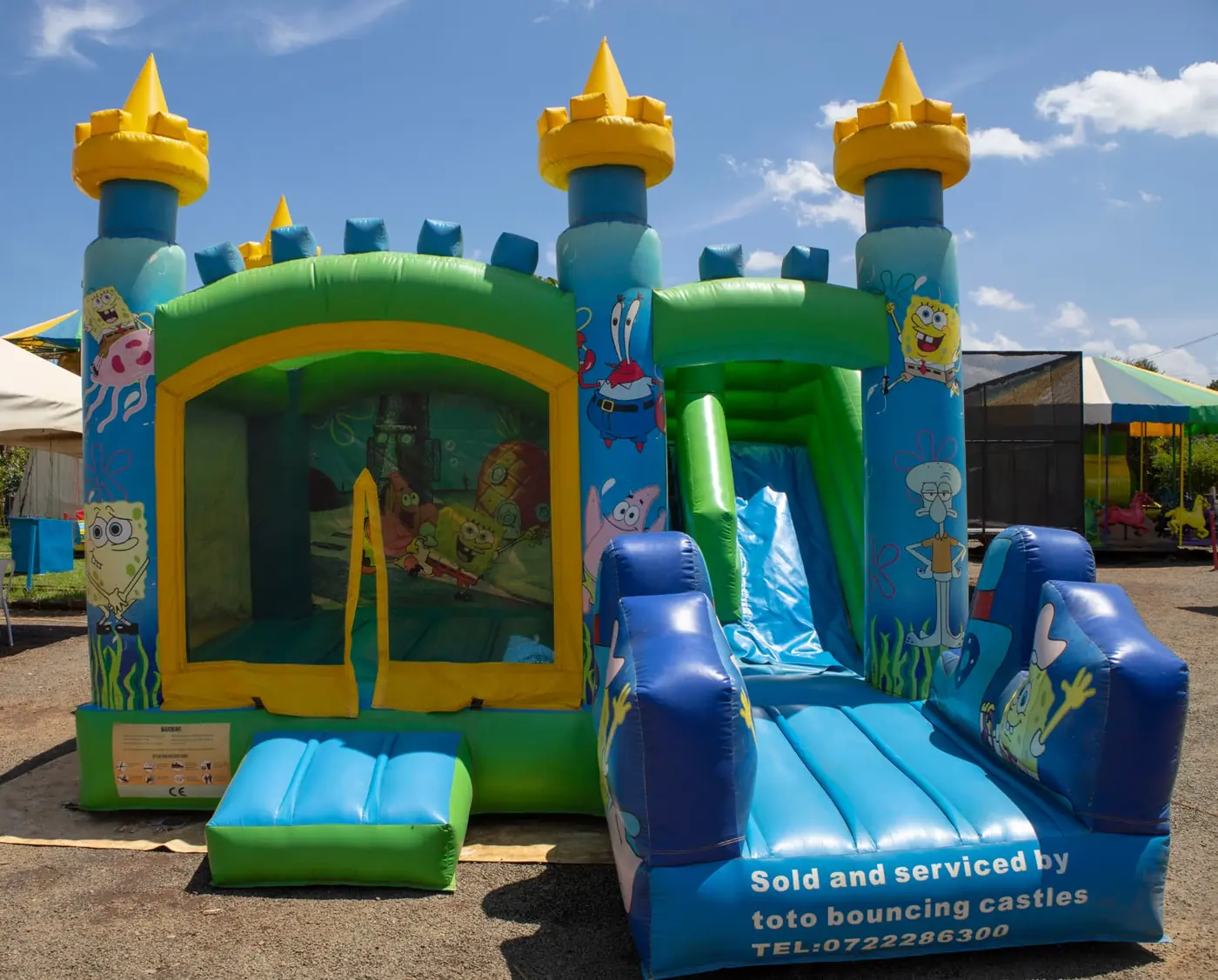 An inflatable bouncing castle with a slide at Vipe Fun Park